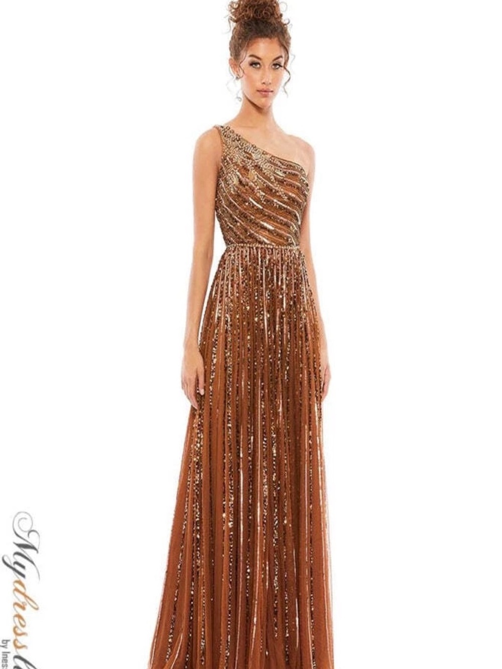 MAC DUGGAL / 5220/ One-Shoulder Copper Sequin Evening Gown/ size 6 / NWT / $598